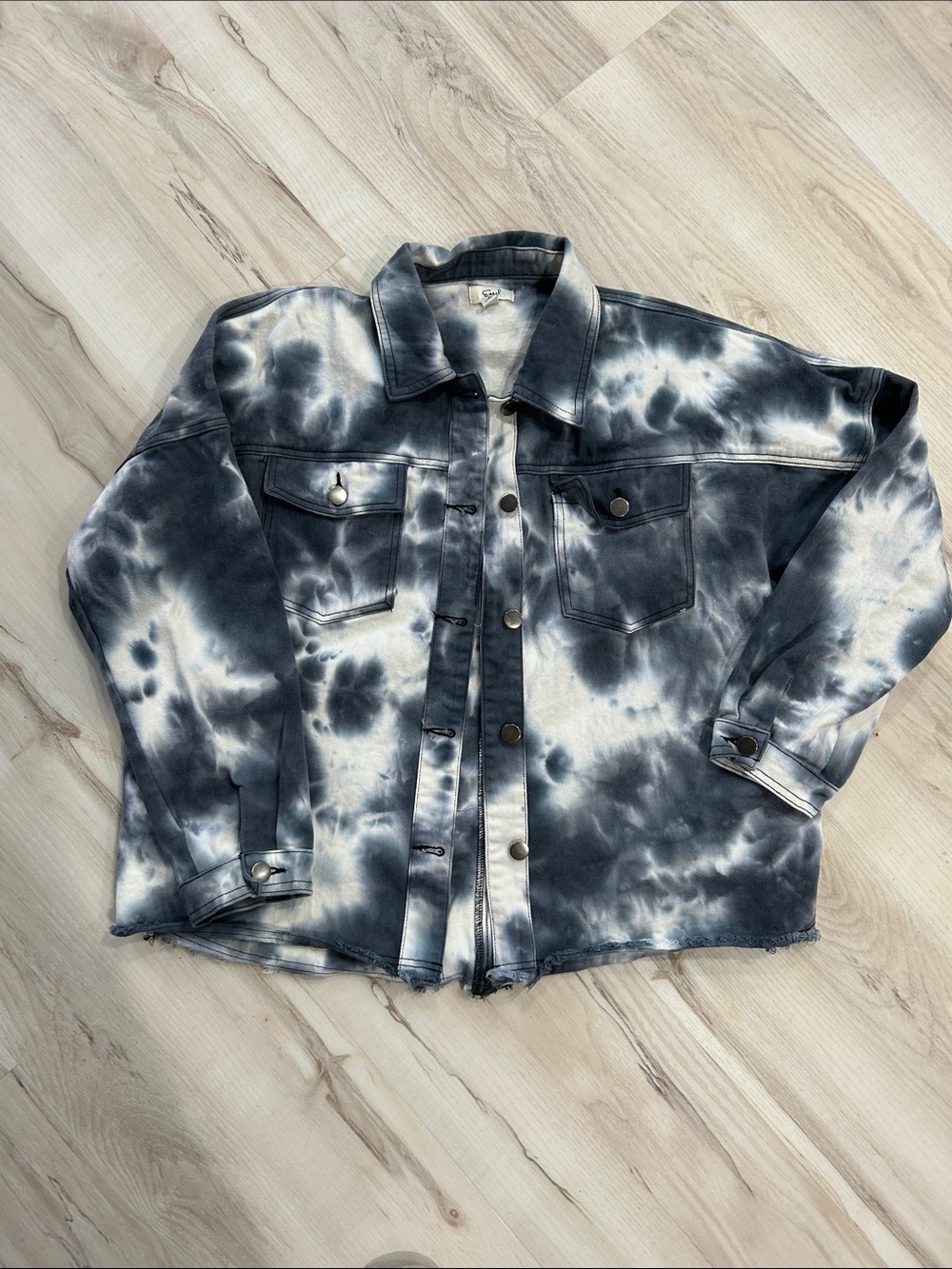 Women’s Easel Tie-Dye Denim Jacket - Navy & White